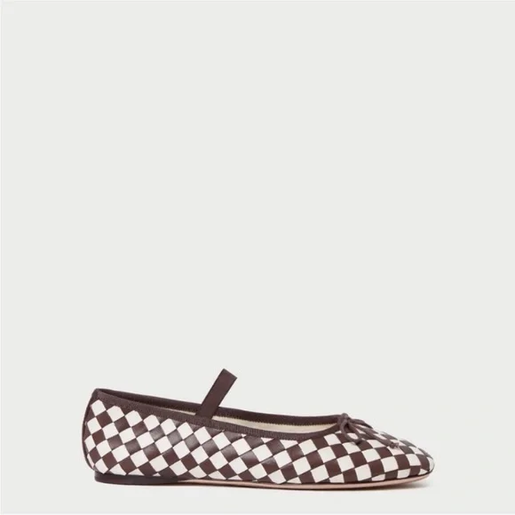 Loeffler Randall Leonie Chocolate/Cream Woven Ballet Flat - Picture 3 of 11